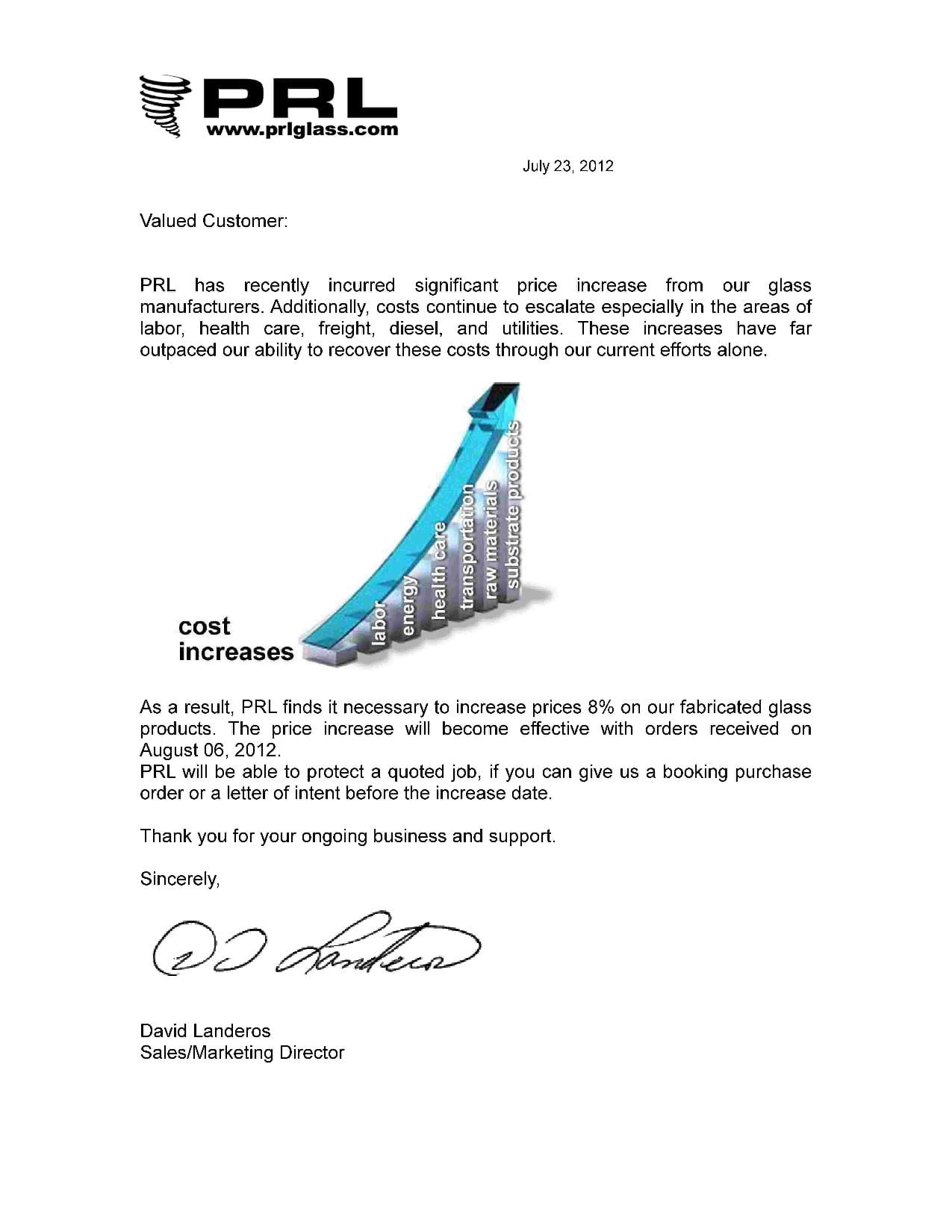 New price increase notification.