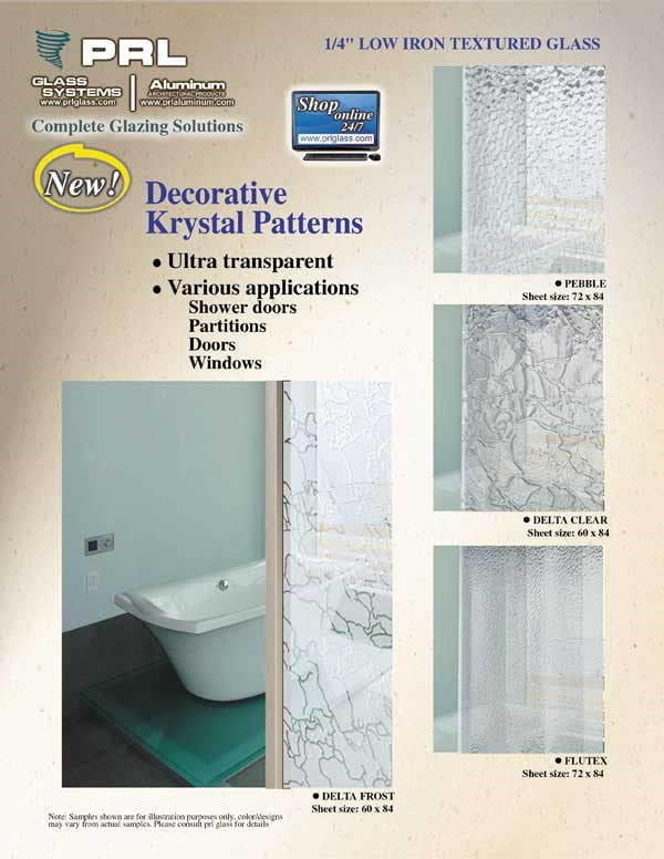 New 4 Krystal Texture Glass Patterns (Low Iron)