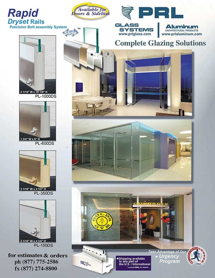 PRL’s Rapid Dry-Set Door Rails are your answer to FAST and EASY All-Glass Door installations