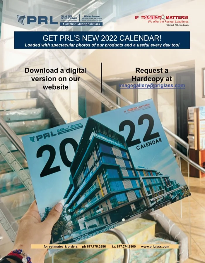 GET PRL’S NEW 2022 CALENDAR! Learn About Our Glass & Aluminum Products!