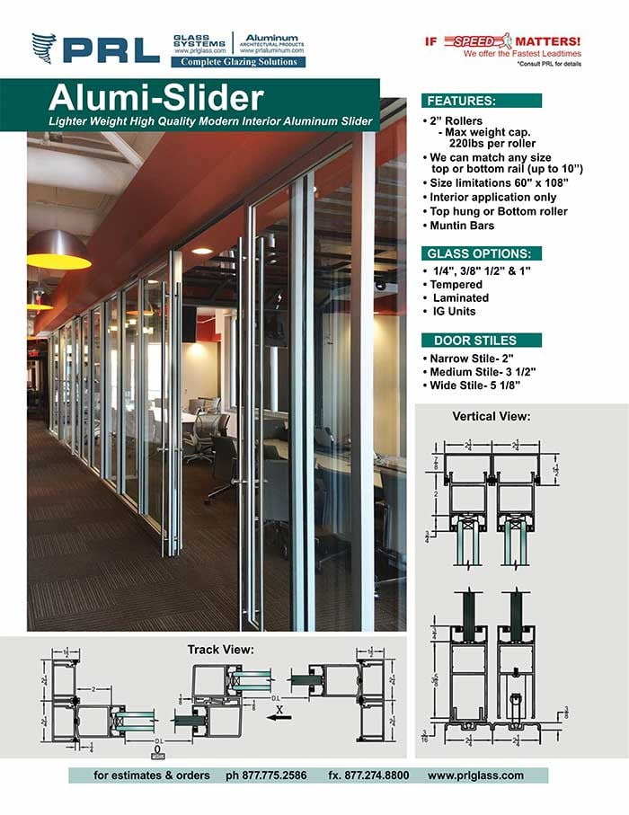 PRL’s Alumi-Sliders Modern Interior Aluminum Sliding Door Systems