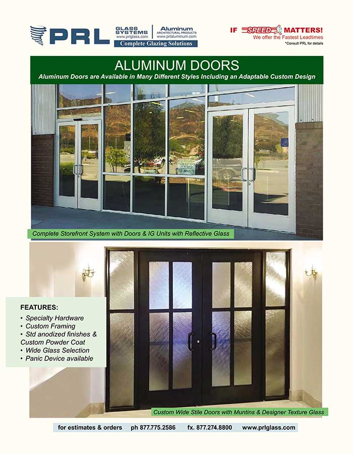 PRL’s Aluminum Entrance Doors. Bid Standard & Custom for Offices & Homes Today!