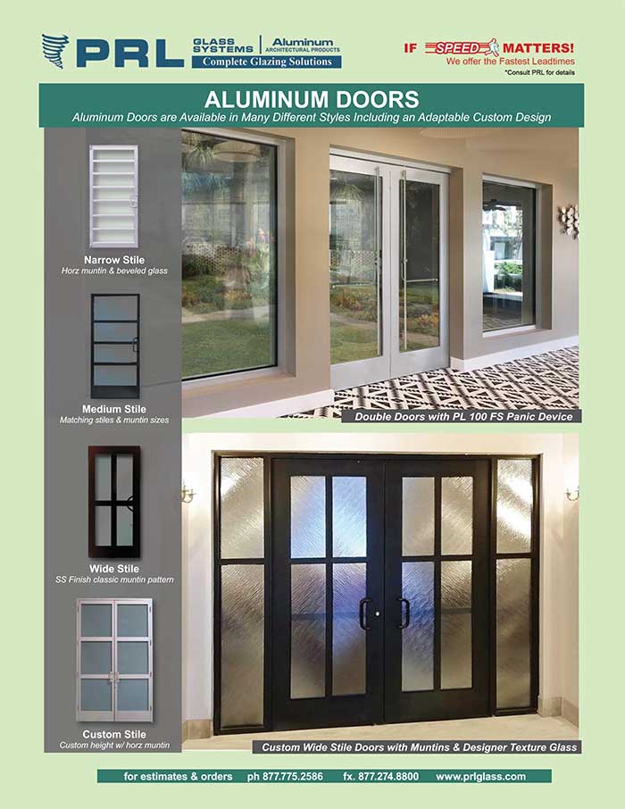 Exterior Aluminum Entry Doors. Glass Types, Hardware & More at PRL!