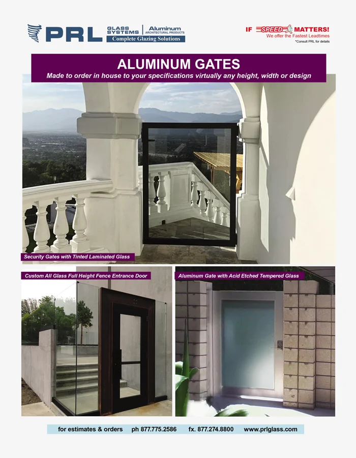 Aluminum Framed Glass Gates. Which Standard & Custom Designs? Find Out at PRL!