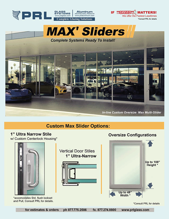 PRL's "MAX SLIDER" Aluminum Slider Door with 1" Ultra Narrow Stile