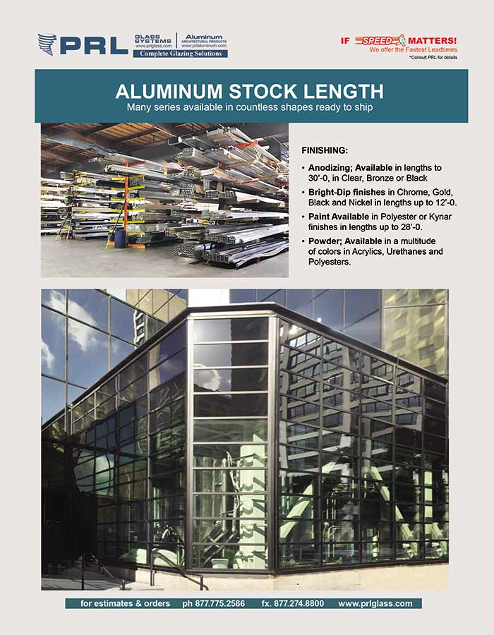 Shop Aluminum Storefront Stock Lengths at PRL. We’ve Got It All!