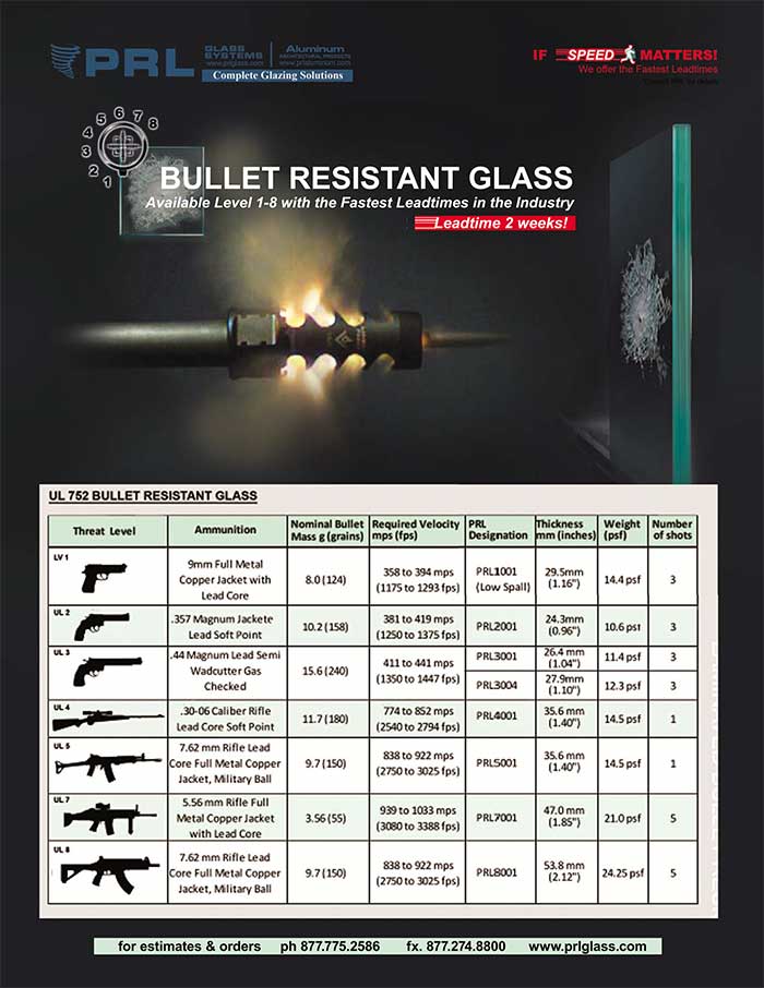 bullet resistant glass laminates