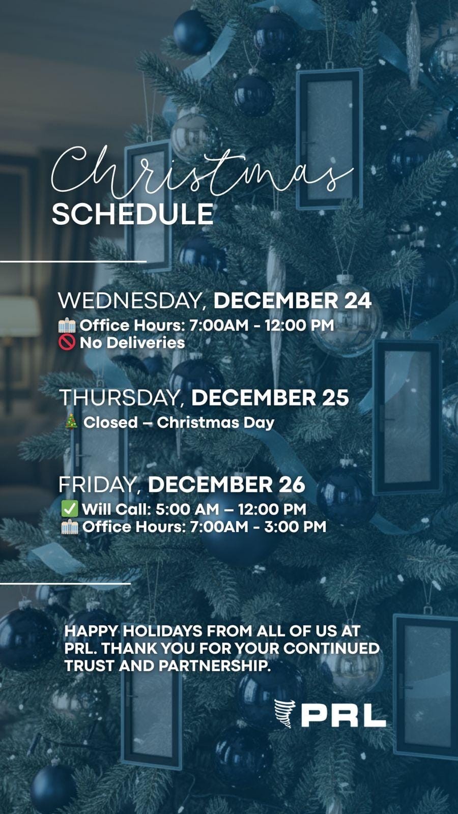 Christmas 2025 Hours