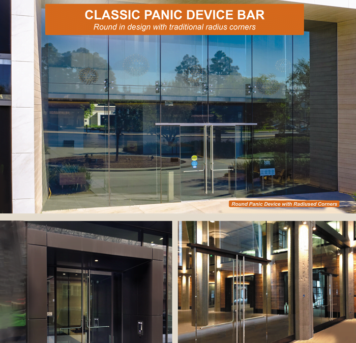 Classic Panic Device Round in Design with Traditional Radius Corners