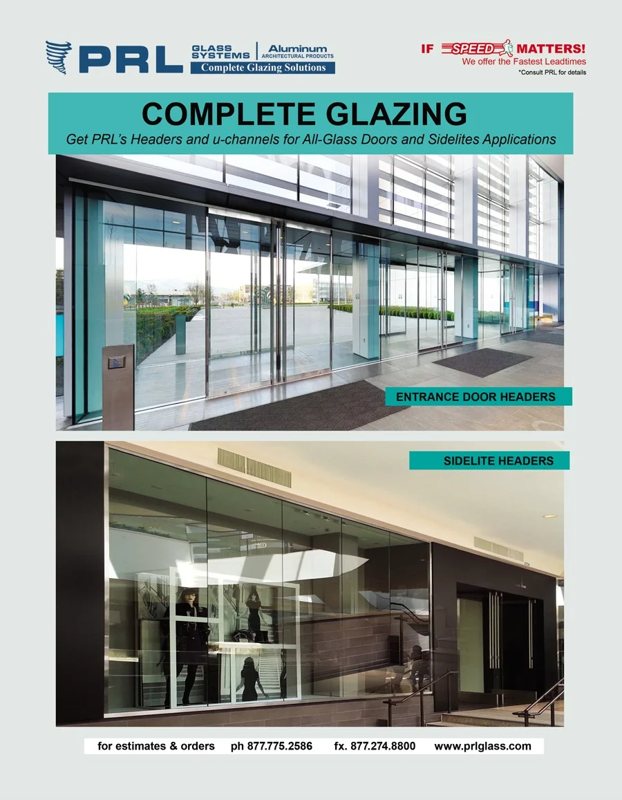 Get PRL’s Headers and u-channels for All-Glass Doors and Sidelites Applications