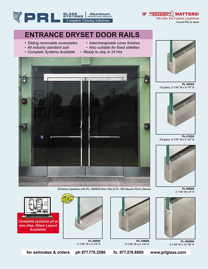 Rapid Dryset Door Rails. Order with PRL! Make All-Glass Door Installation a Breeze!