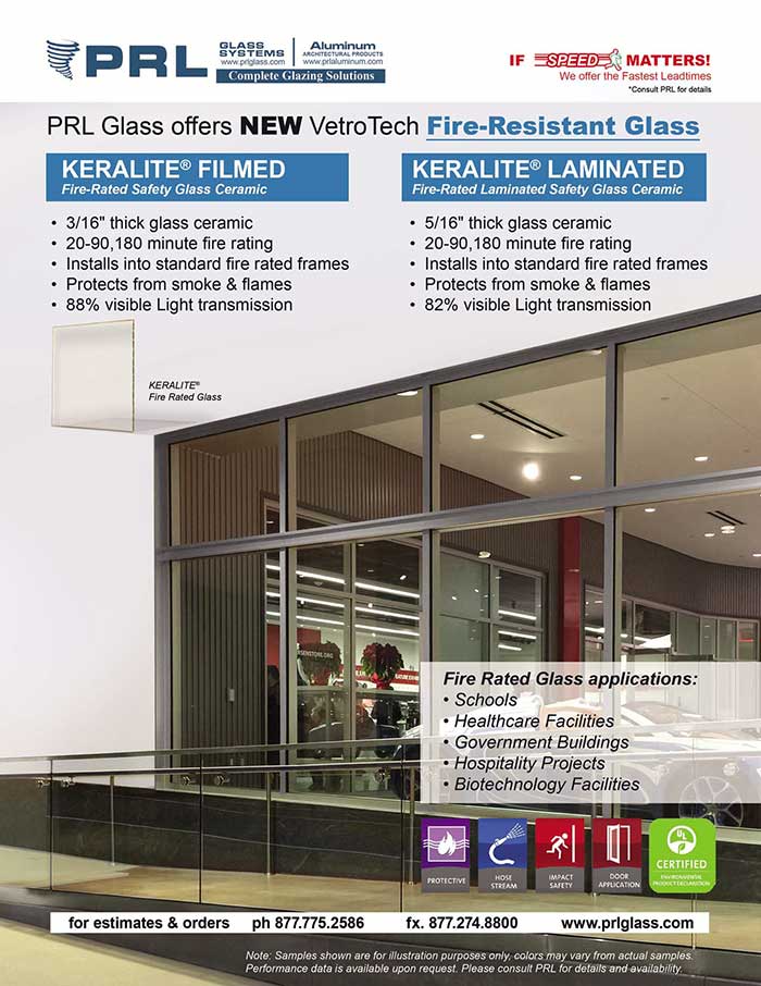 PRL is Proud to Announce A New Glass Line!: Keralite® Fire-Rated Glass