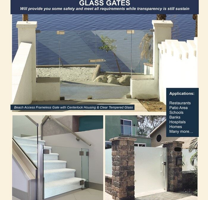 Frameless Glass Gates Stylish Outdoor Walls with Shoe Base, Posts or Rails!