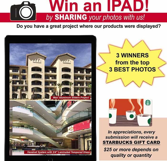 3 iPads giveaway. Share your project photos with us and enter for a chance to win an IPad. Is that easy!