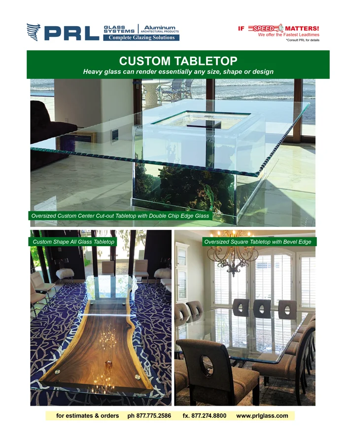 Glass Tabletops at PRL Offer Endless Customizations, Edge Work, Sandblast, Sizes and Much More!