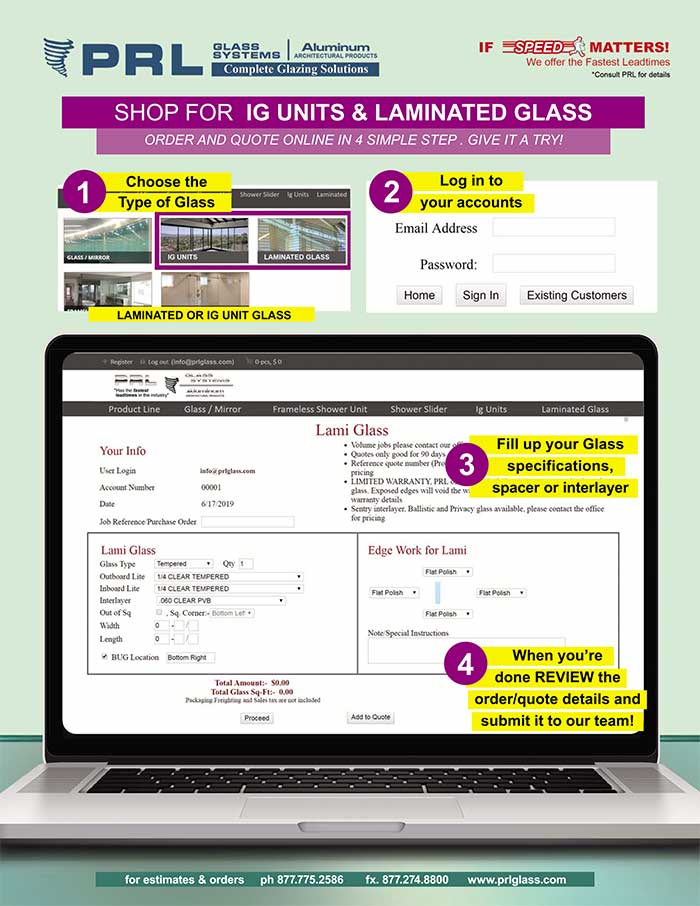 Its Fast & Easy! Quote/Order IG Units & Laminated Glass Online