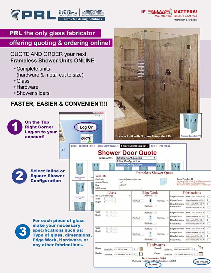 online frameless shower door ordering