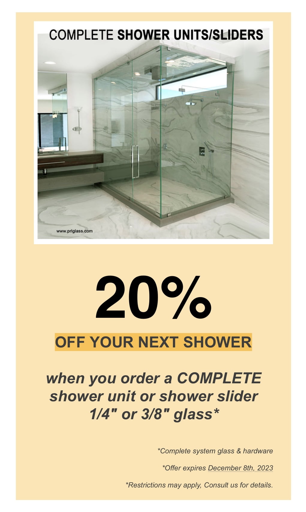 PRL Shower Door Special