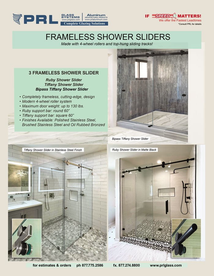 Quote PRL’s Frameless Shower Sliders. Get Reliable Sliding Doors for Baths