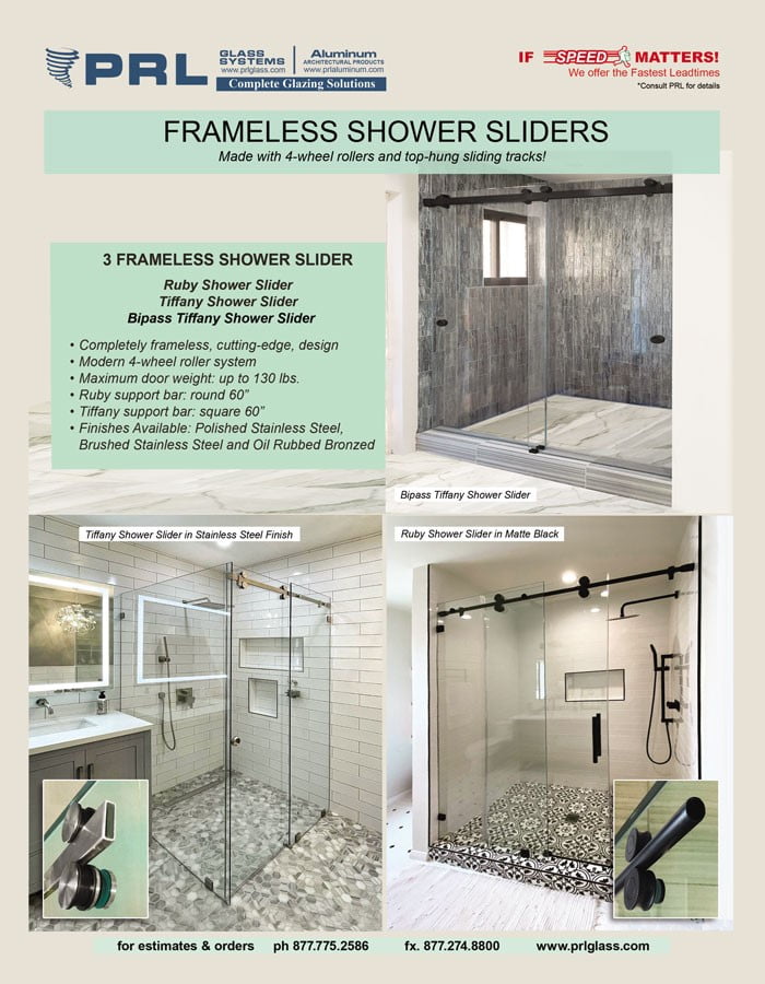 PRL's Frameless Shower Sliders