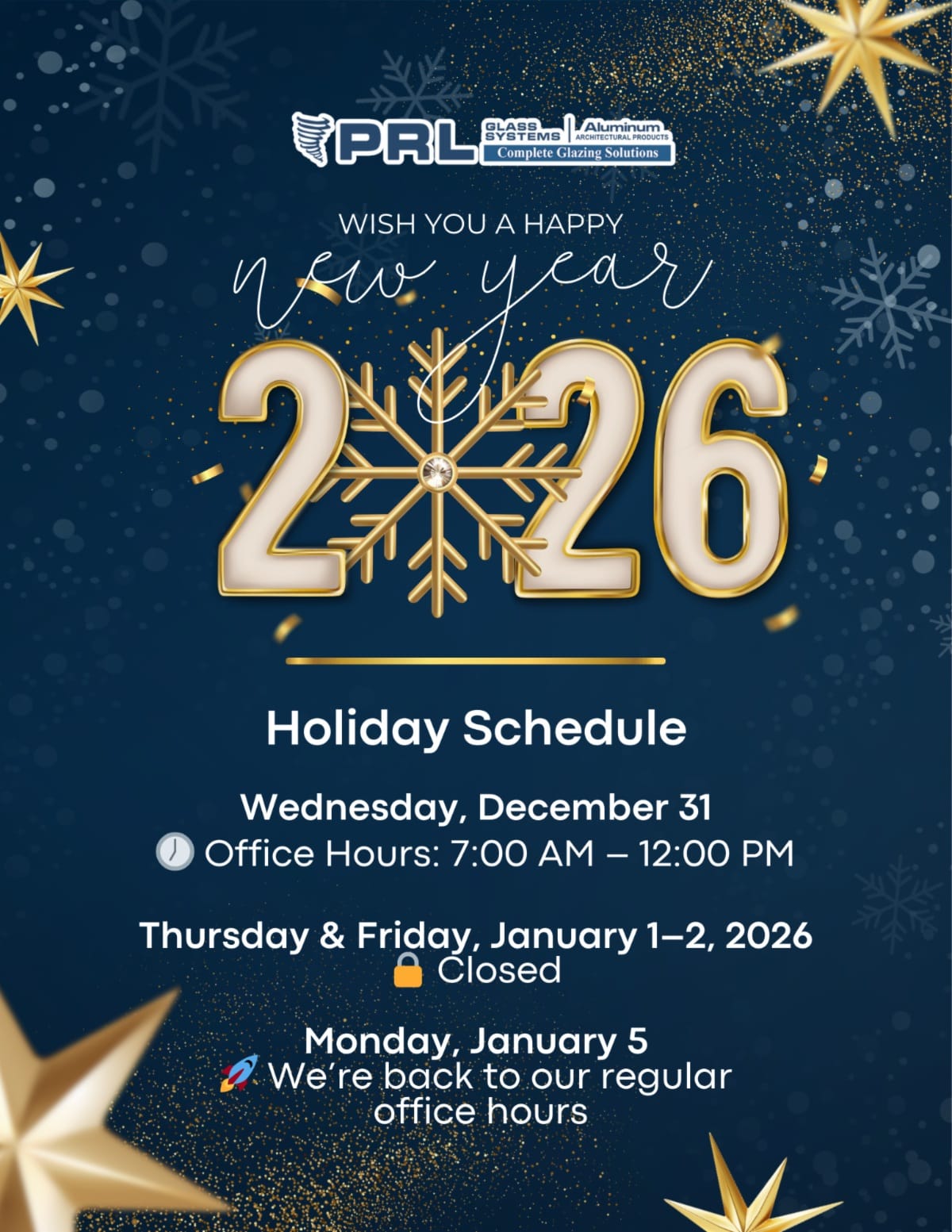 PRL’s New Year’s Hours 2026
