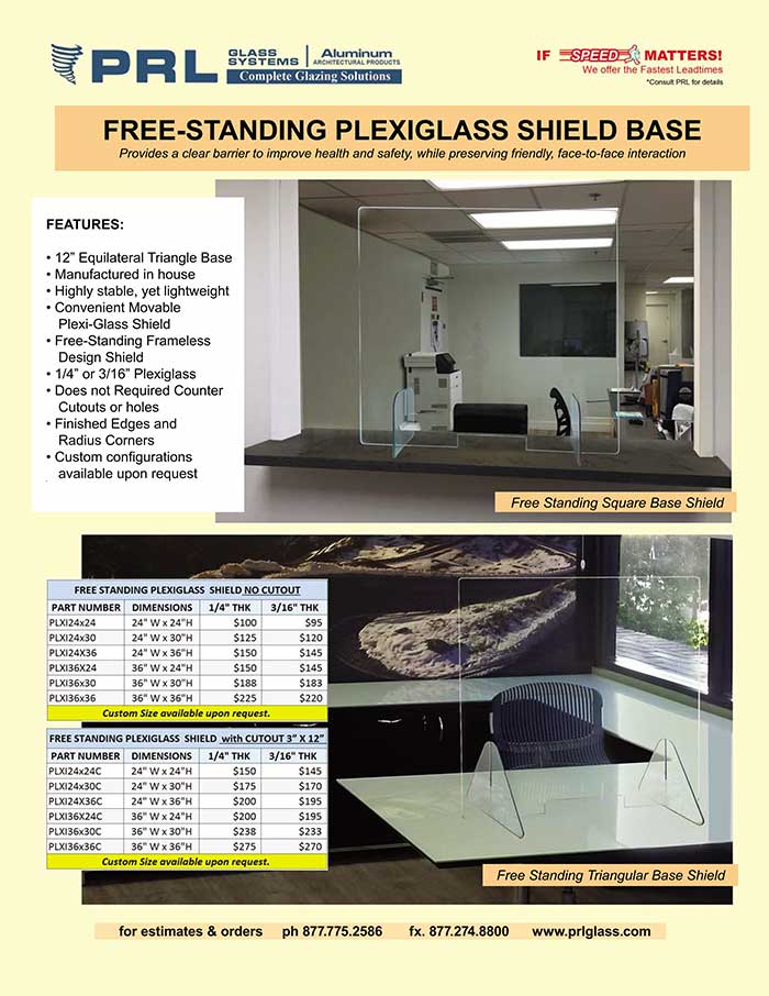 Protective Plexiglass Shields. Lighter, Self-Supporting & Easily Movable!