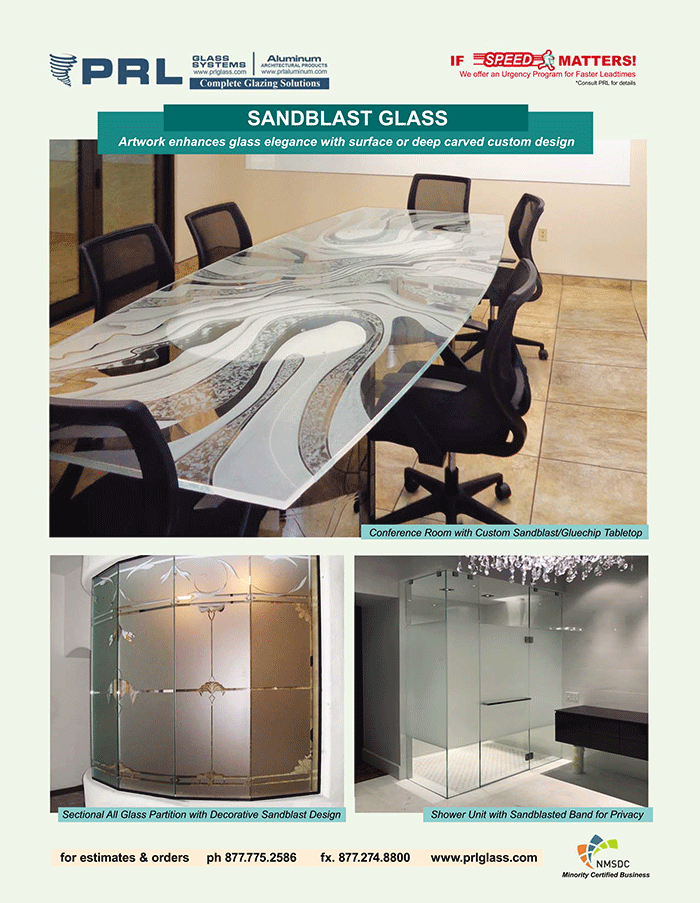 PRL’s Sandblasted Glass Designs. Limitless Possibilities. Limitless Creativity.