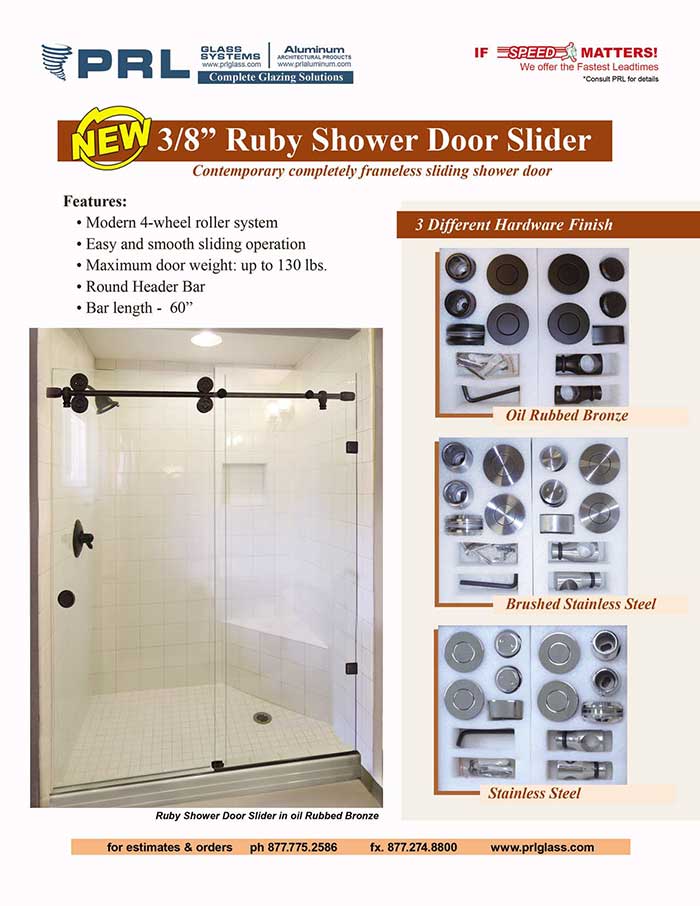 PRL’s New Ruby Shower Door Slider – A Completely Frameless Contemporary Sliding Shower Door!