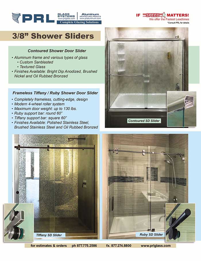 PRL’s 3 Shower Door Sliders: The New Ruby, Tiffany & Standard Contoured Series