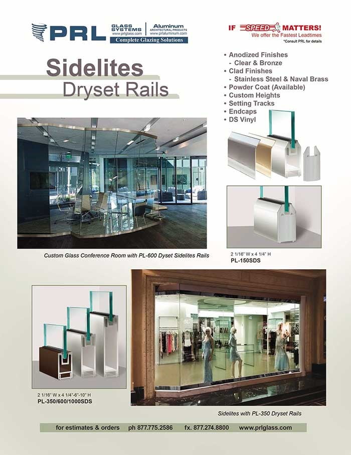 Rapid Dry-Set sidelite glass rails