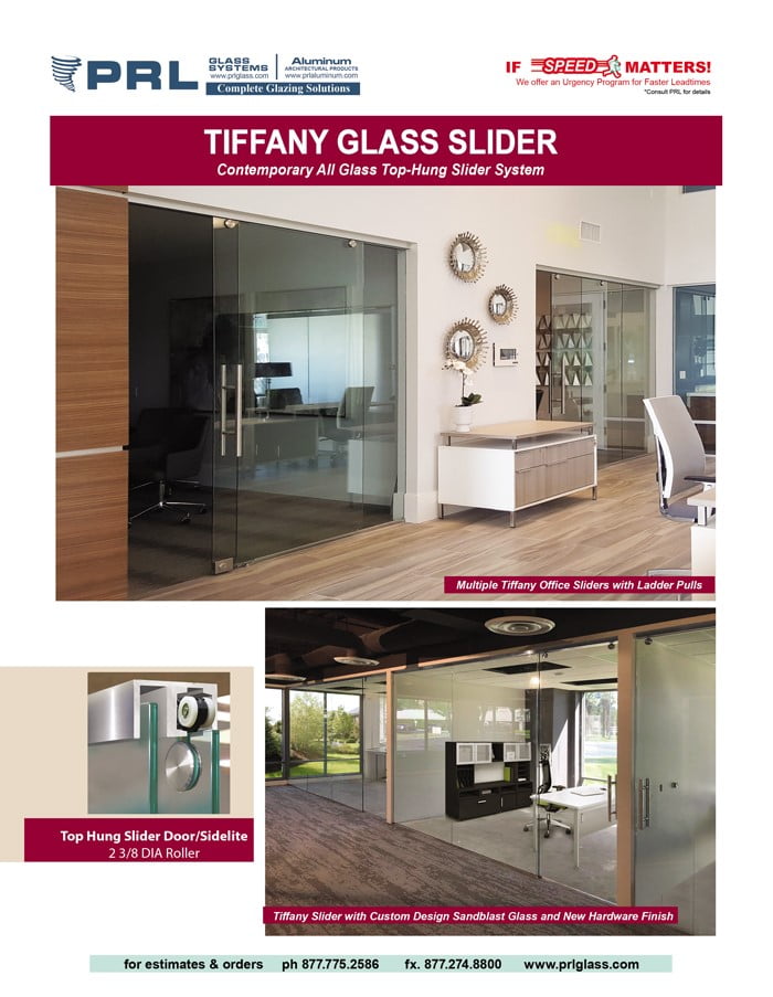 Tiffany All-Glass Sliders. Get Benefits Galore! Bid PRL’s Interior Doors!