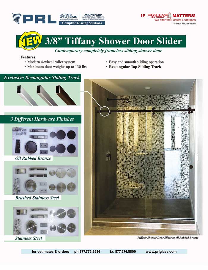 PRL’s New Tiffany Shower Door Slider- A Visionary Sliding Shower Door That’s Completely Frameless!