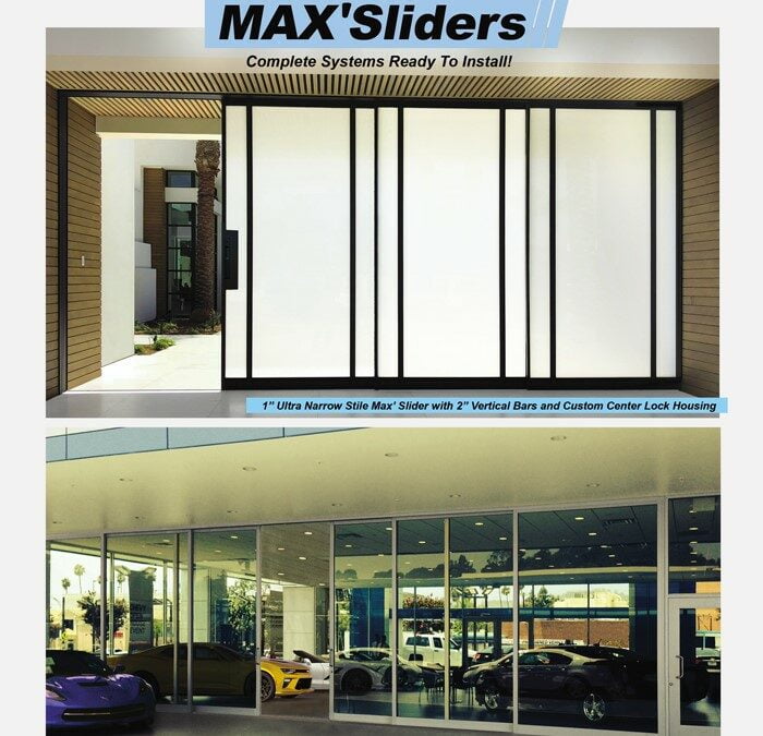 Ultra-Narrow Max Aluminum Sliders. Expansive glass views with Slender 1” Vertical Stiles.