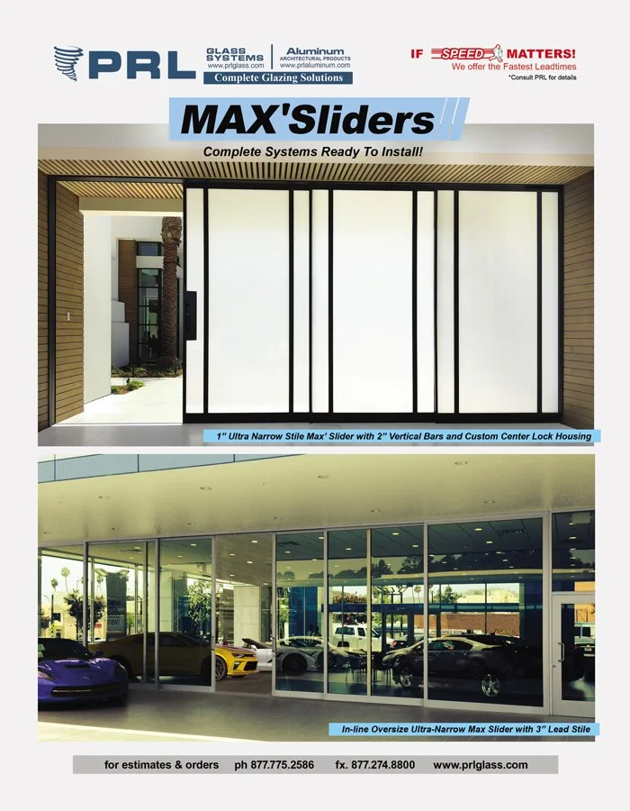 Ultra-Narrow Max Aluminum Sliders. Expansive glass views with Slender 1” Vertical Stiles.